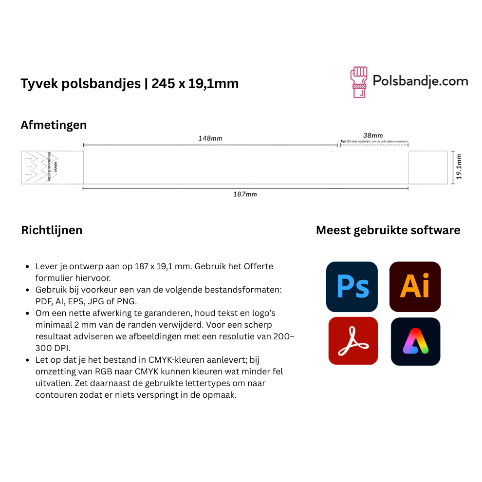 Tyvek Polsbandje | Eigen Ontwerp