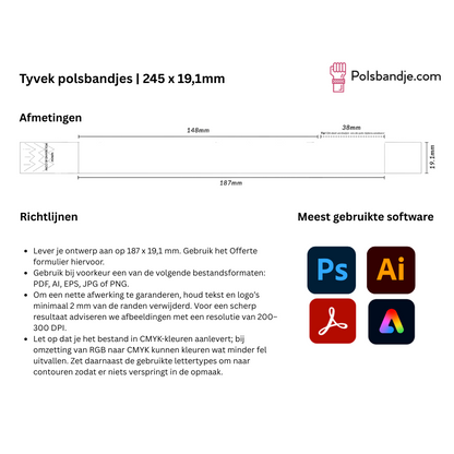 Tyvek Polsbandje | Eigen Ontwerp